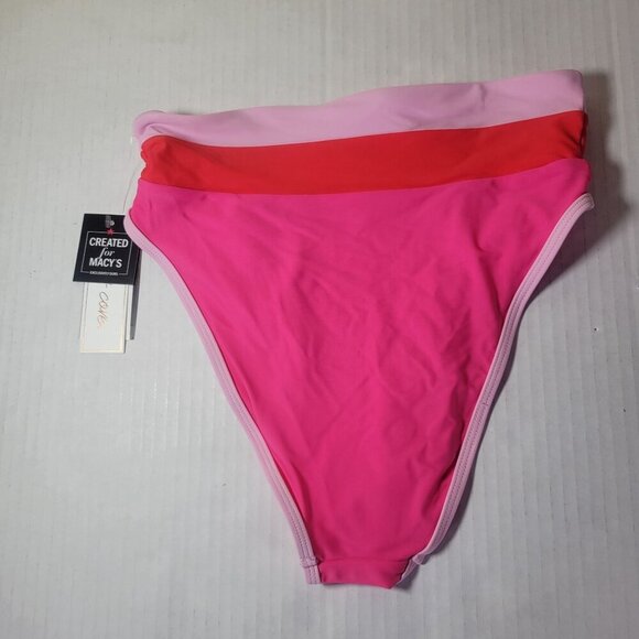 Salt + Cove Pink & Red Colorblock High-Waisted Bikini Bottoms S - Picture 4 of 5